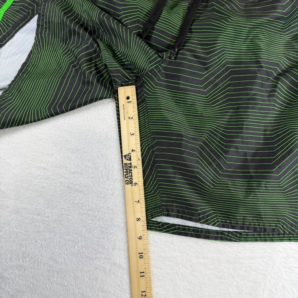 Adidas Mens XXL Swim Trunks Black Neon Green Geometric Board Shorts Mesh Lining